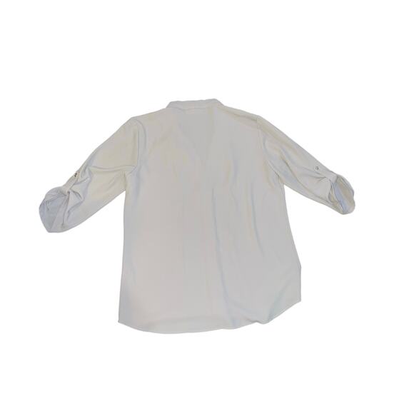 Calvin Klein Blouse V-Neck Top 1/4 sleeves Size M Office Career wear - Picture 2 of 4